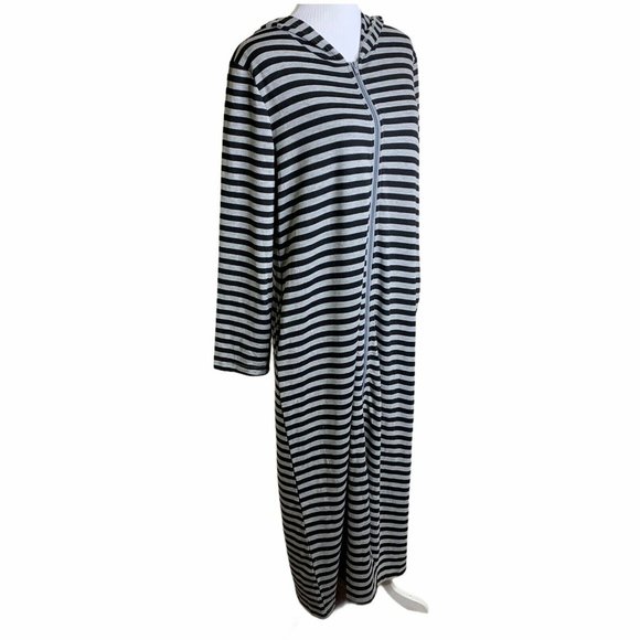 Zexxxy Striped Hooded  Zip Up Terry Maxi Dress - Picture 5 of 12